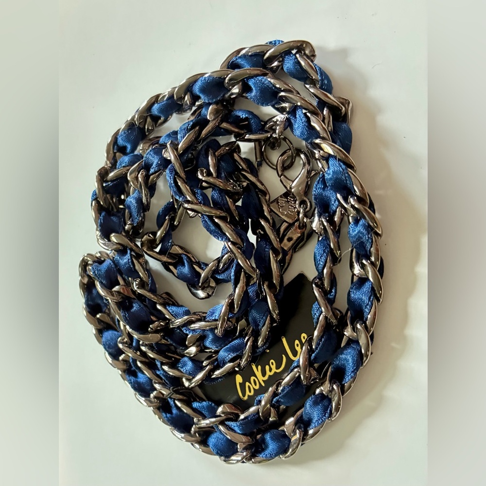 ⚕️18” Healing Hematite Blue Ribbon Woven Chain Necklace by Cookie Lee
